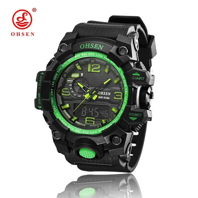 2016 NEW OHSEN Newest good quality Quartz watch,Waterproof Outdoor watches sport watch digital chronograph watch for men