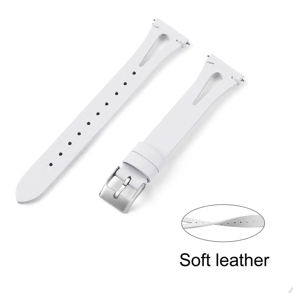 20mm Universal genuine leather watch strap with cutouts - White