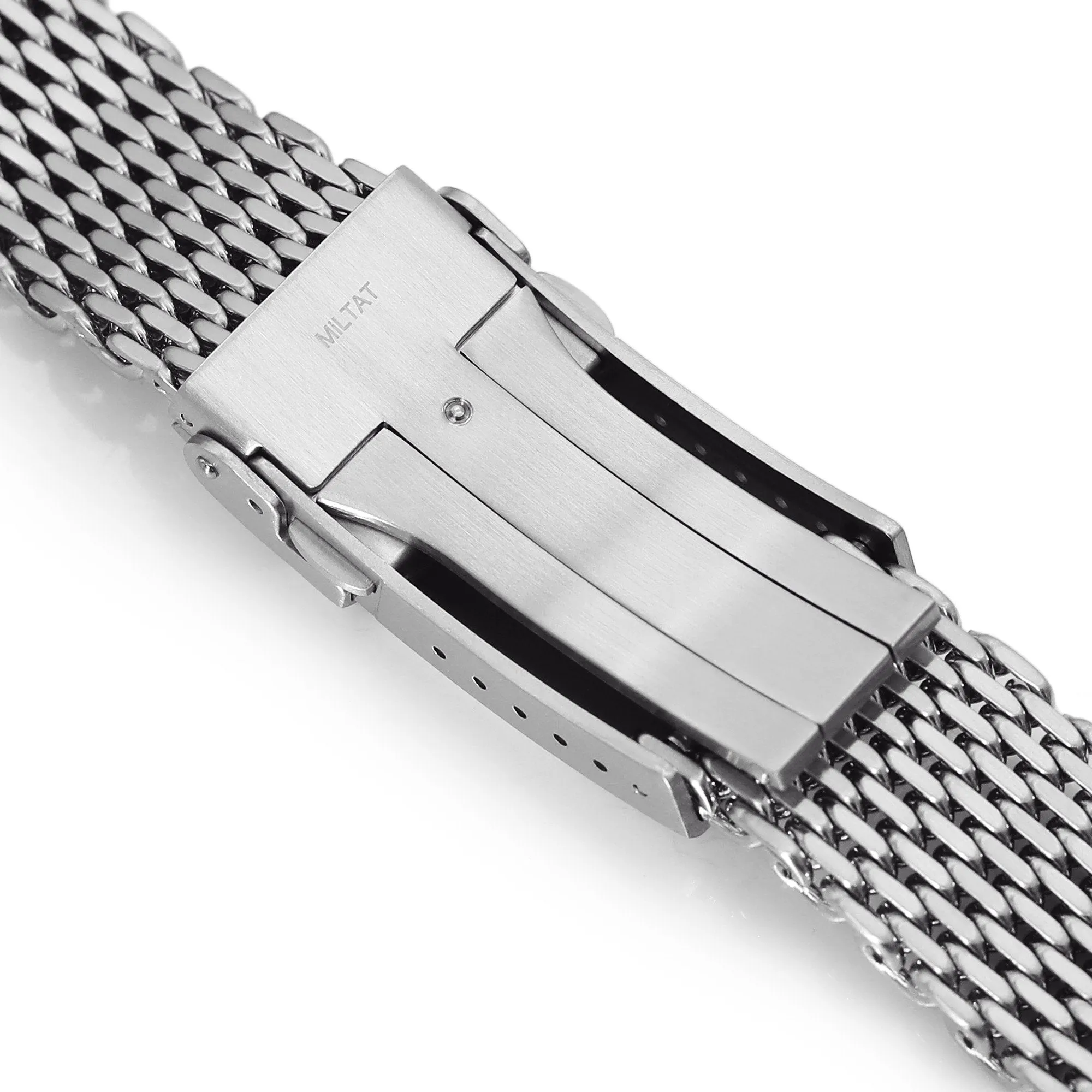 22mm Tapered "SHARK" Mesh Band, V-Clasp, Brushed