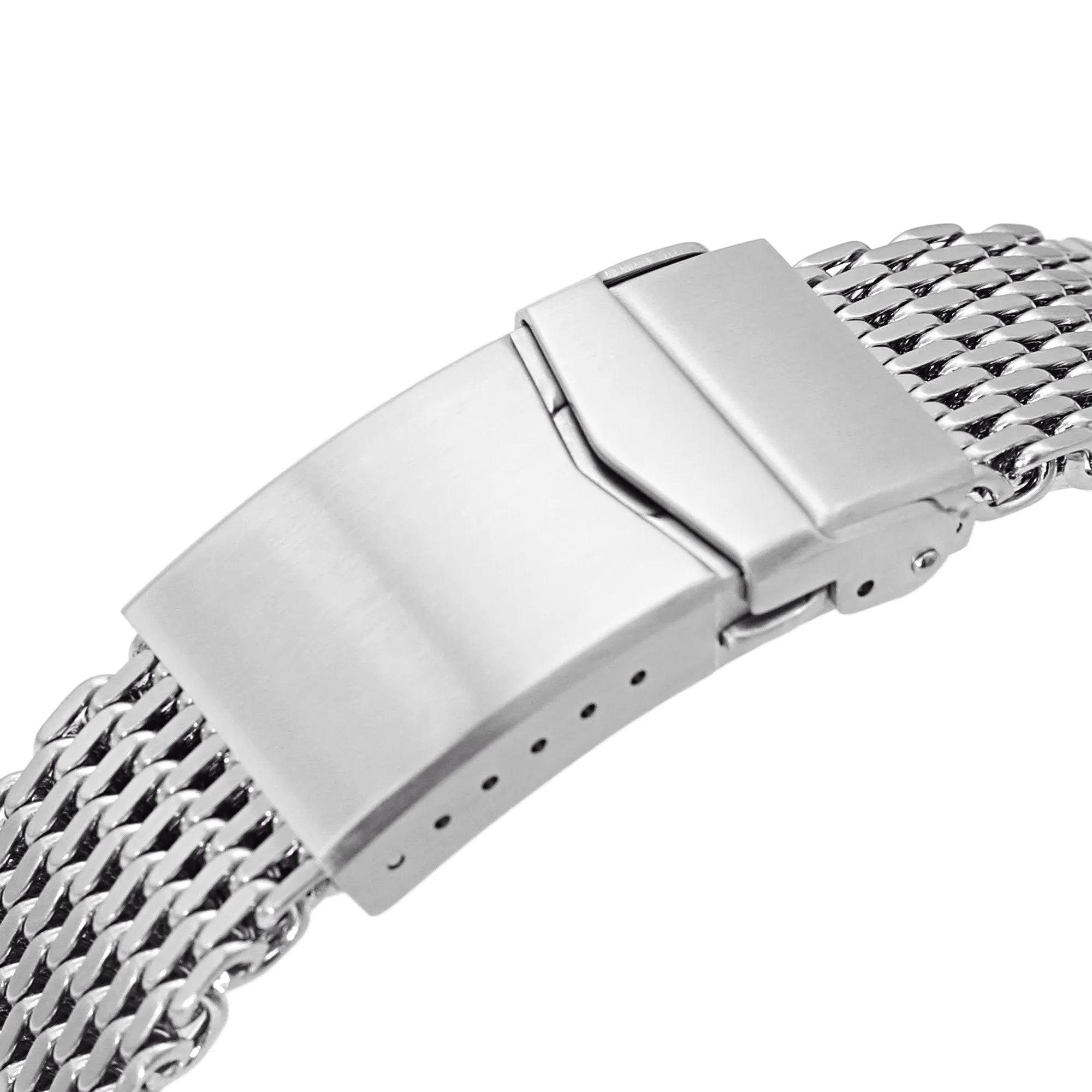 22mm Tapered "SHARK" Mesh Band, V-Clasp, Brushed