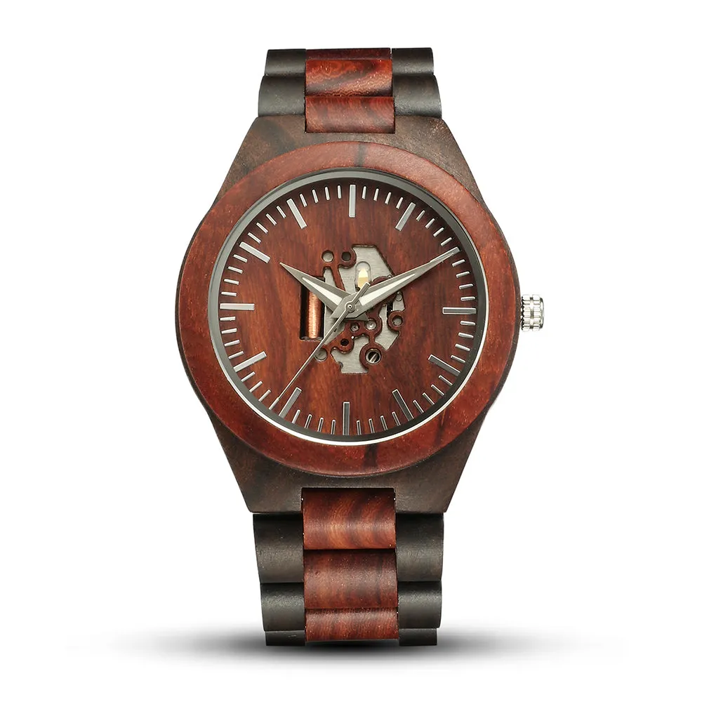 Adraga - Ebony & Red Sandalwood Hollow Face Men Watch