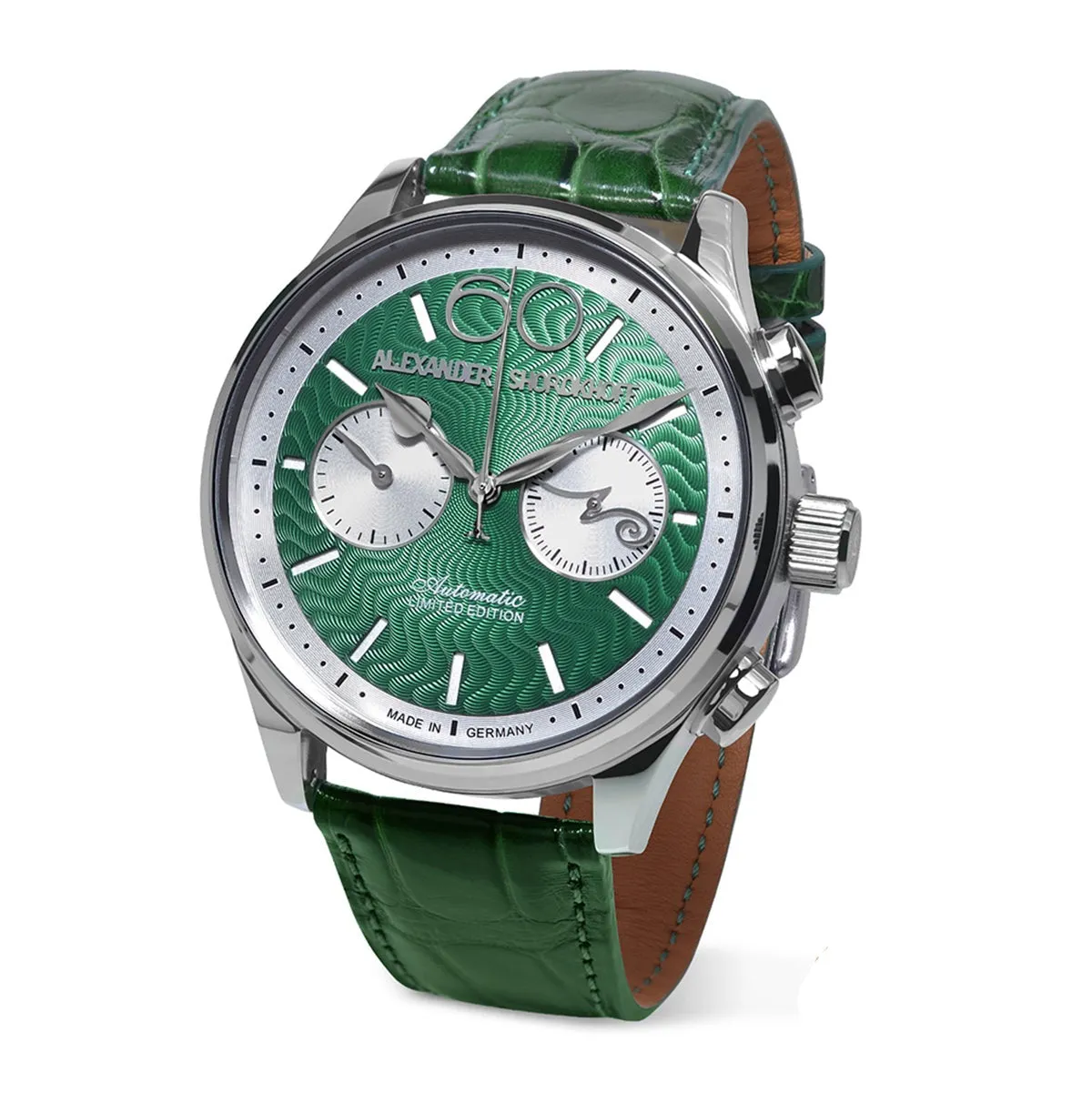 ALEXANDER SHOROKHOFF Neva Chrono Wavy guilloche green with silver sub-dials