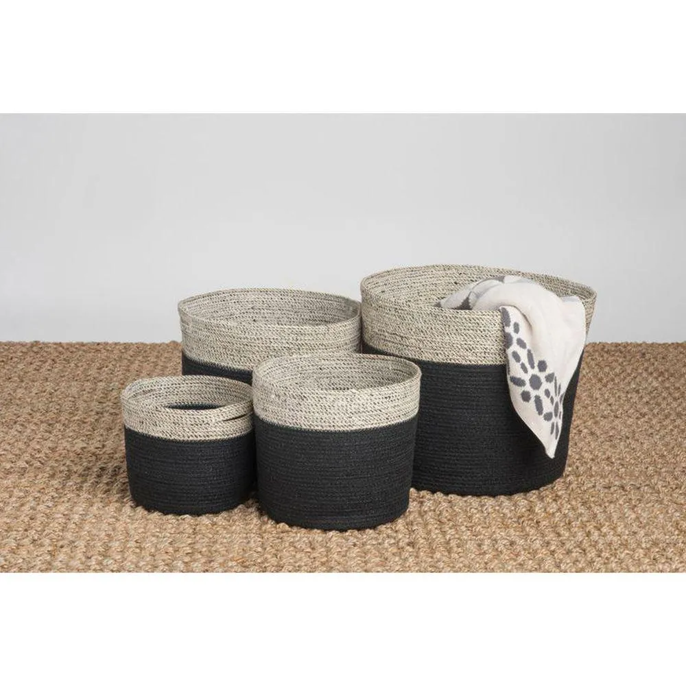 Bedford Medium Round Jute Storage Basket Charcoal