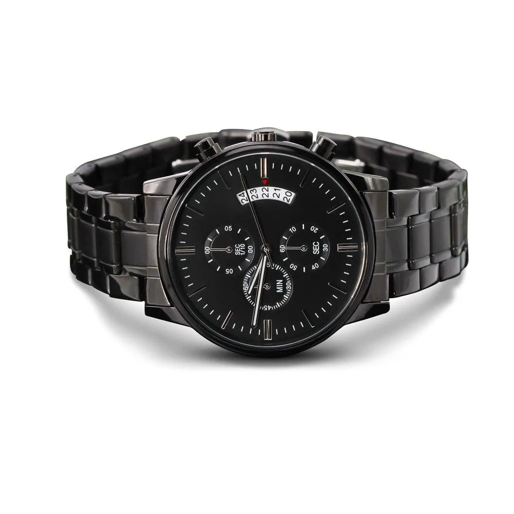 Black Customizable Engraved Black Chronograph Watch