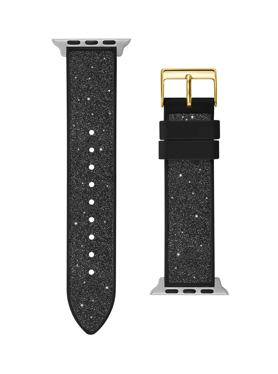 Black Glitz Flex Silicone Apple Watch Strap