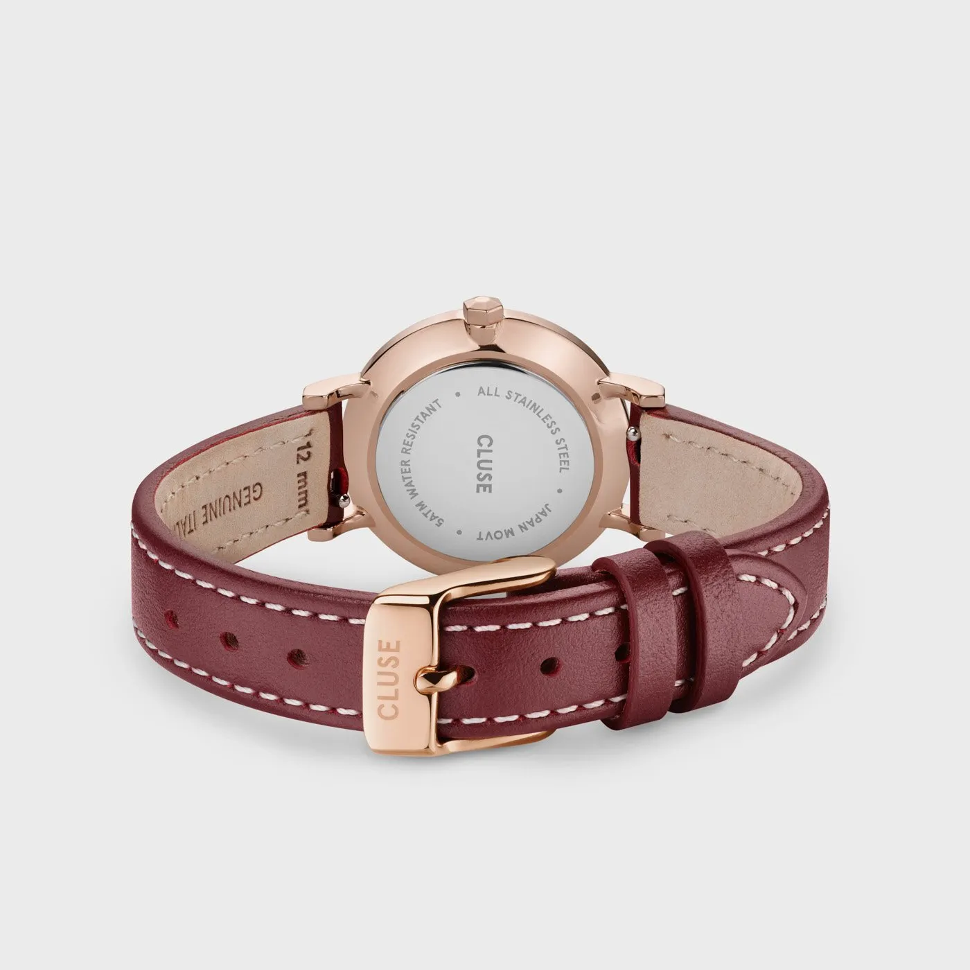 Boho Chic Petite Leather Dark Red, Rose Gold Colour