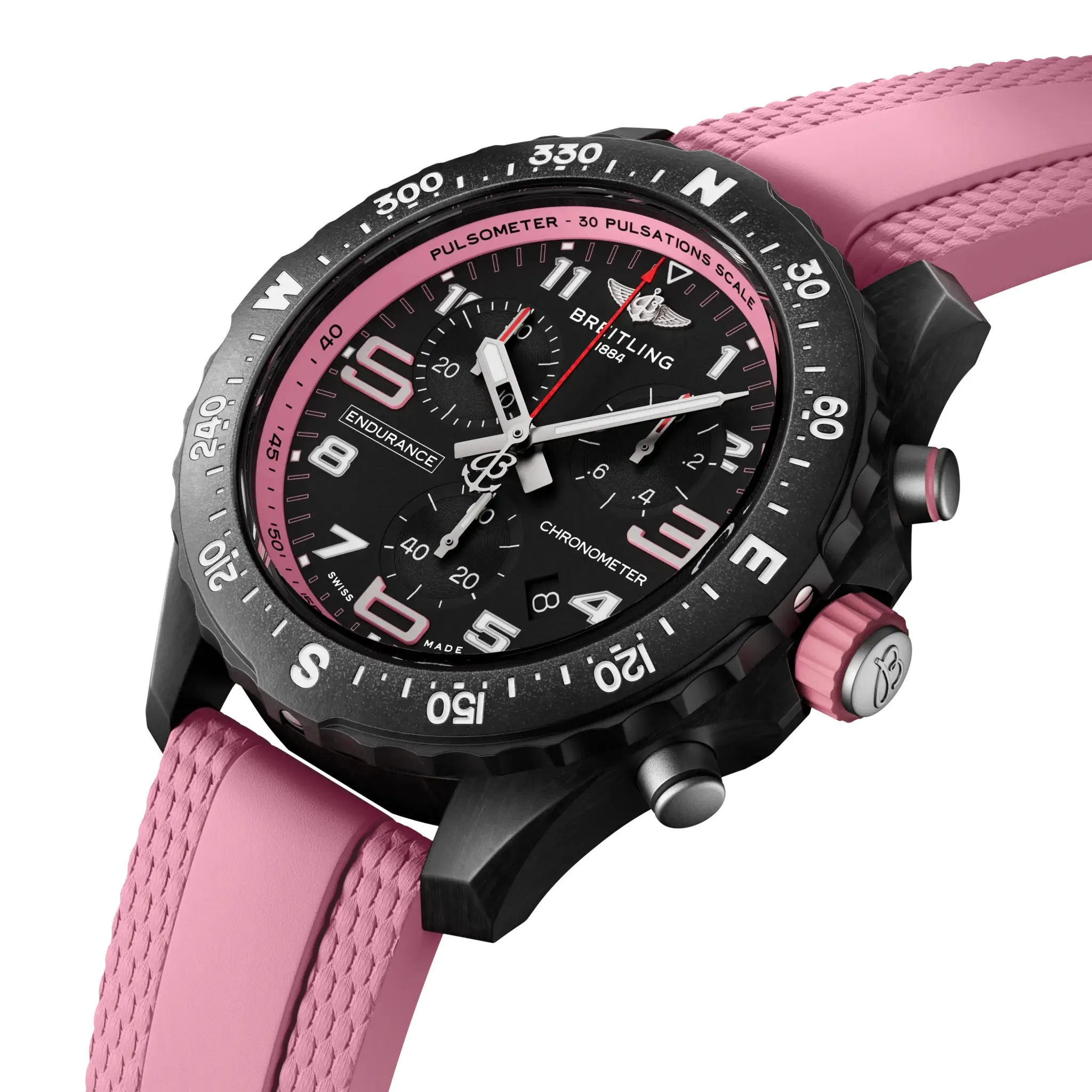 Breitling Endurance Pro 38 Watch with Pink Rubber Strap