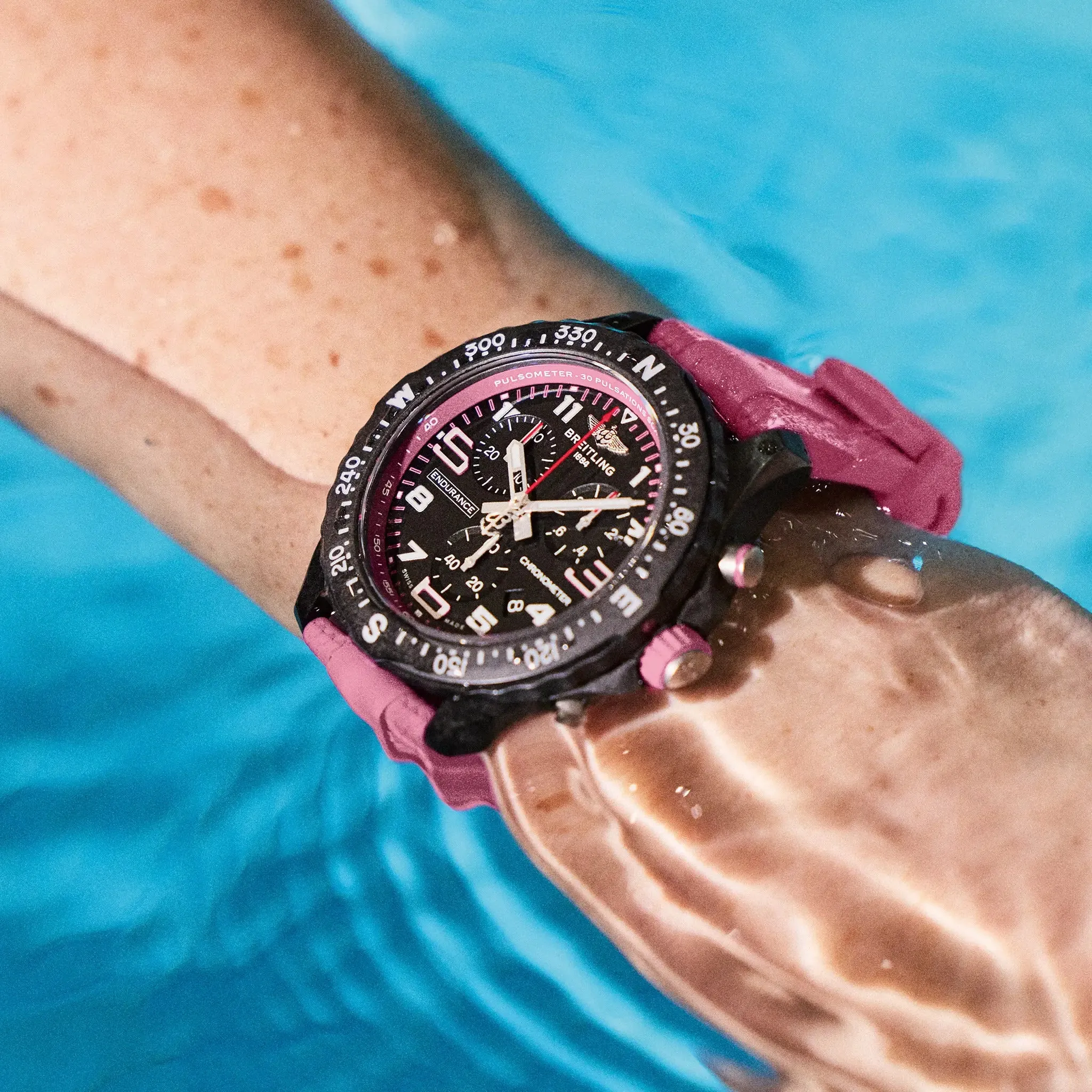 Breitling Endurance Pro 38 Watch with Pink Rubber Strap