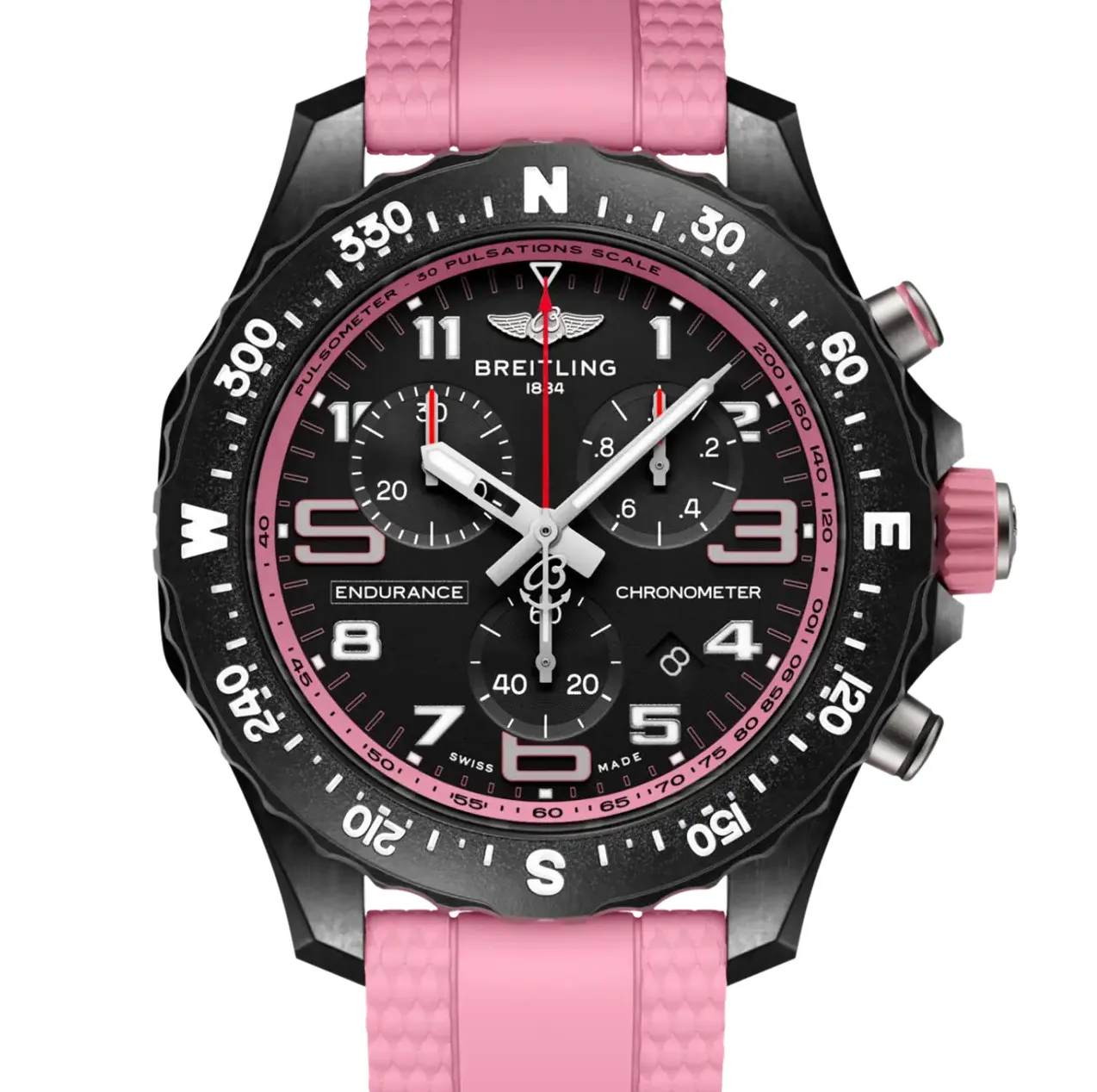 Breitling Endurance Pro 38 Watch with Pink Rubber Strap