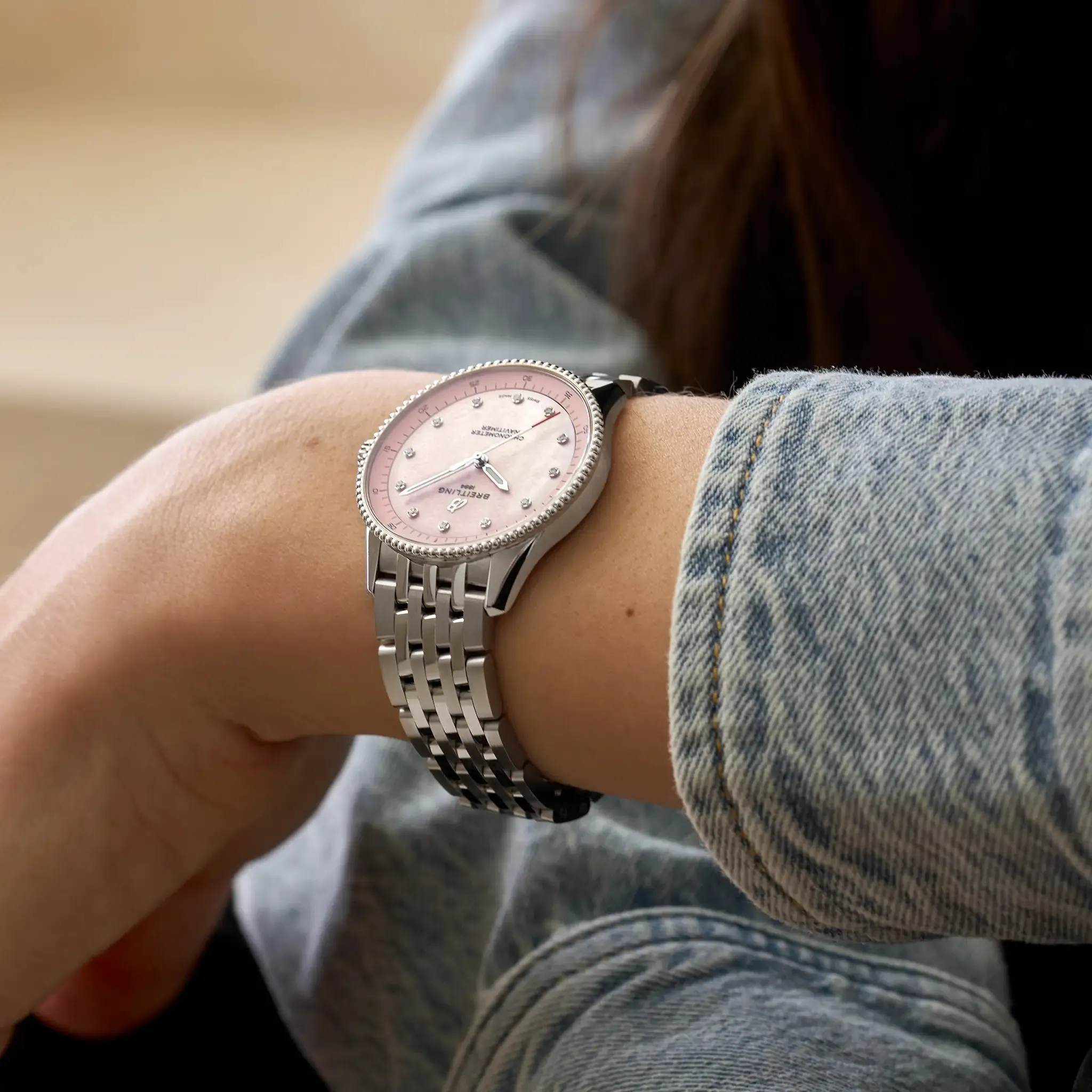 Breitling Navitimer 32 Watch with Pink Dial