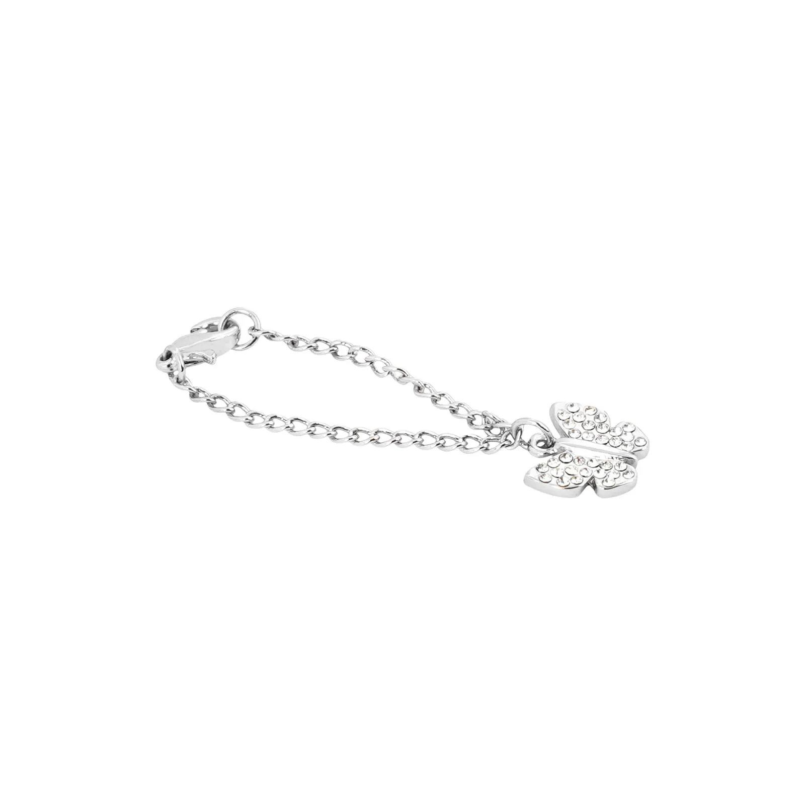 Butterfly Rhinestone Silver Watch Charm