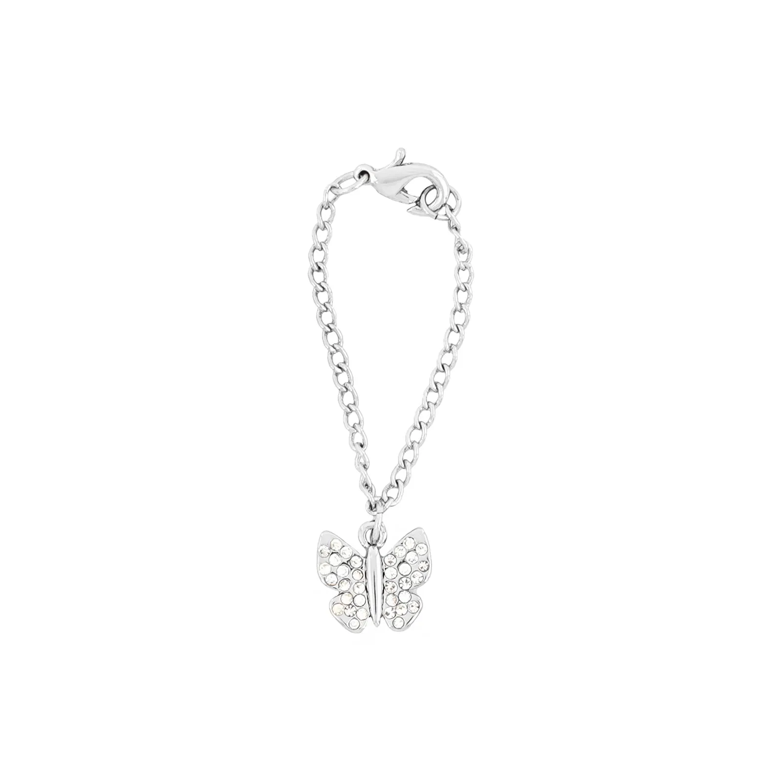 Butterfly Rhinestone Silver Watch Charm