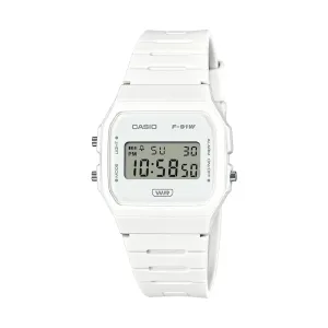 Casio Digital Led Stopwatch AlarmWhite Resin Band F91WB-7A