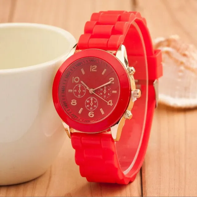 Casual Ladies white Silicone Geneva Quartz watch  Sport Digital