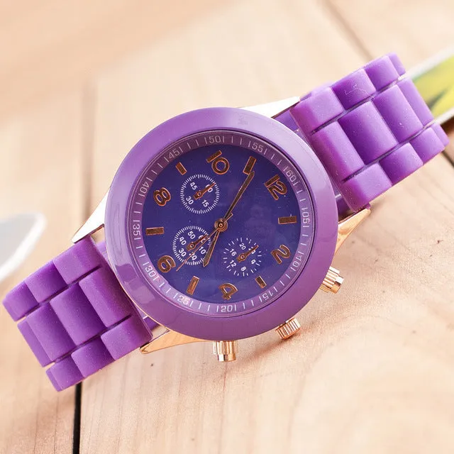 Casual Ladies white Silicone Geneva Quartz watch  Sport Digital