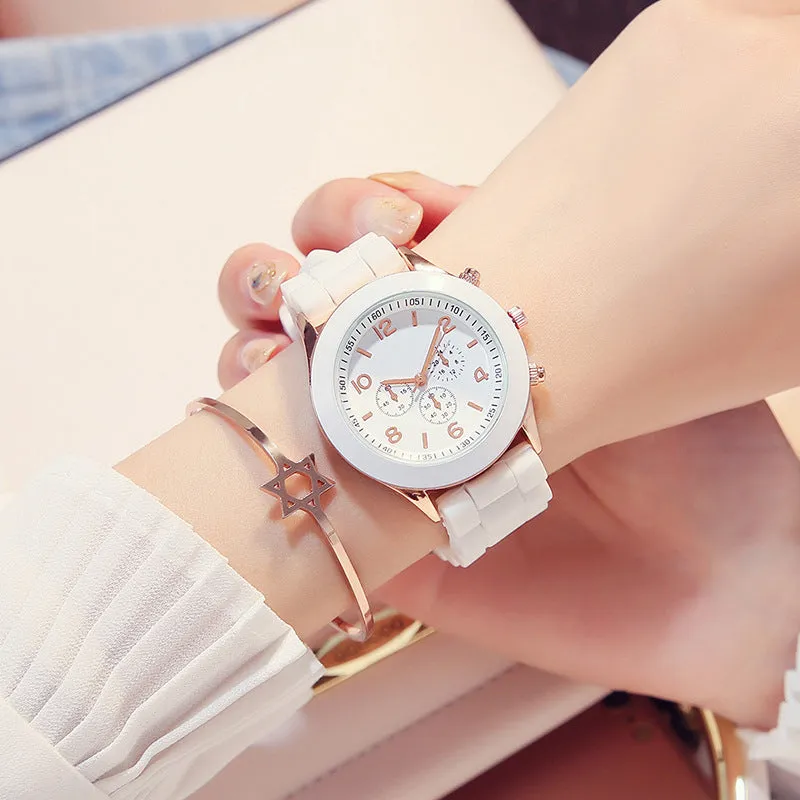 Casual Ladies white Silicone Geneva Quartz watch  Sport Digital