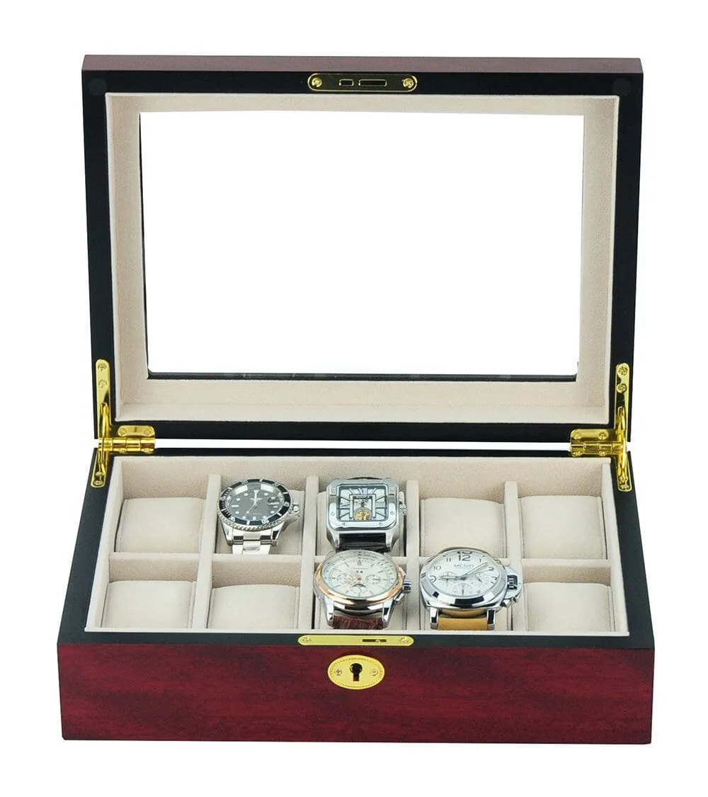 Cherry Wooden Watch Box for 10 Watches