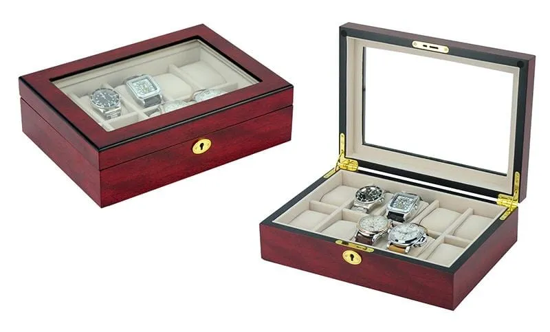 Cherry Wooden Watch Box for 10 Watches