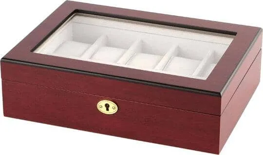 Cherry Wooden Watch Box for 10 Watches