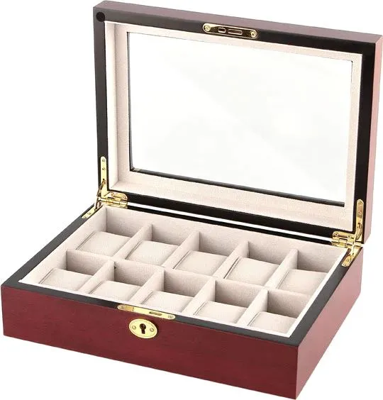 Cherry Wooden Watch Box for 10 Watches