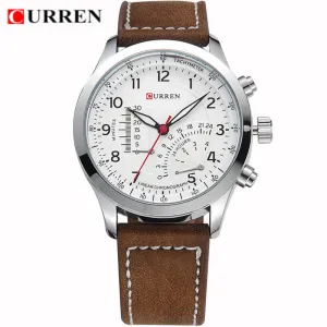 CURREN Luxury Brand Leather Strap Analog Men's Quartz Watch Casual Watch Men Wristwatch