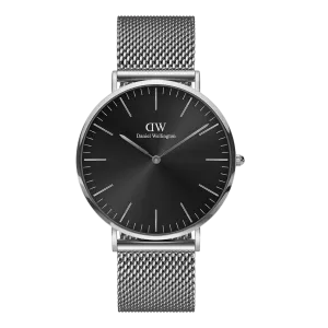 Daniel Wellington Classic 40 Sterling Silver & Onyx Watch