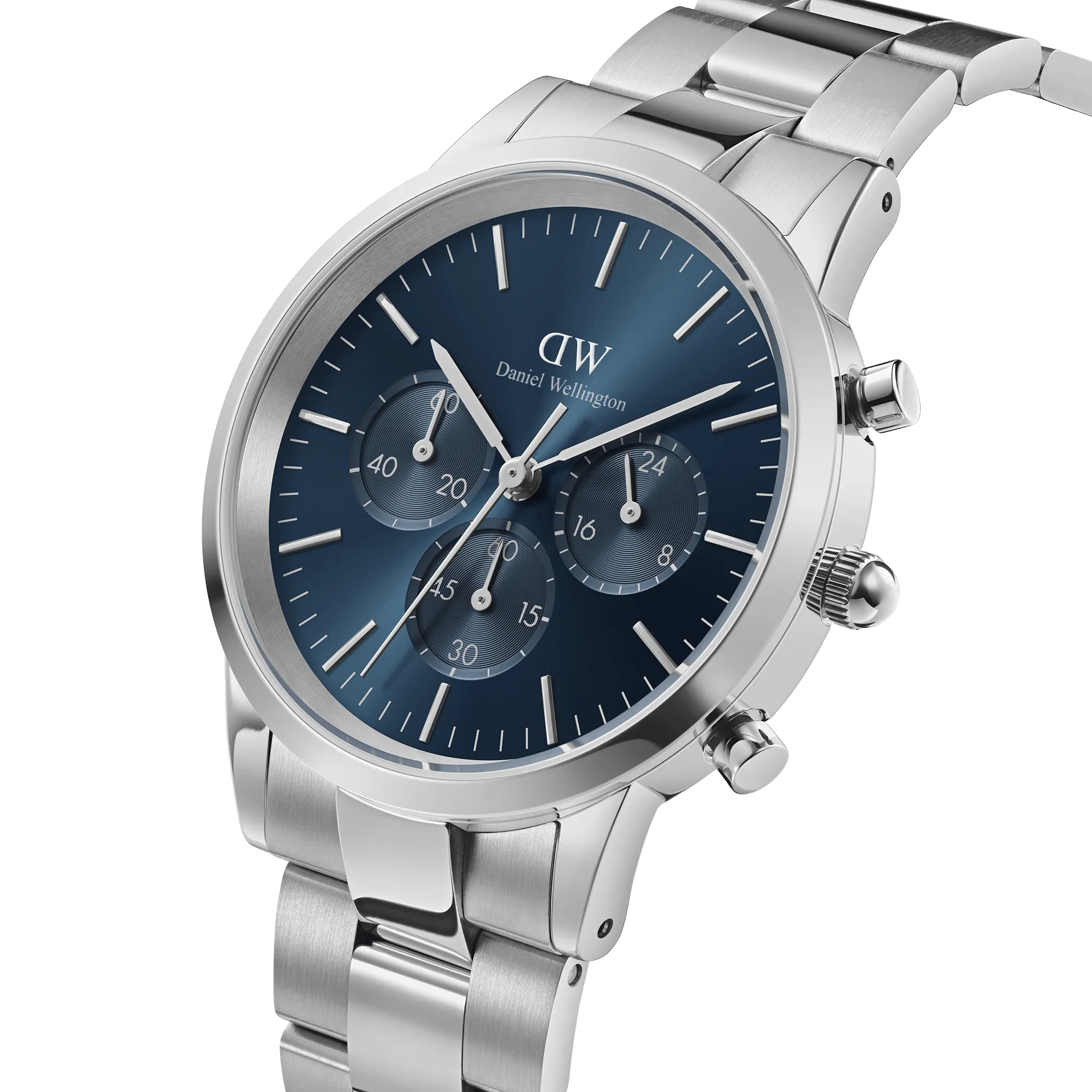 Daniel Wellington Iconic Chronograph 42 Link Silver Arctic Sunray Watch