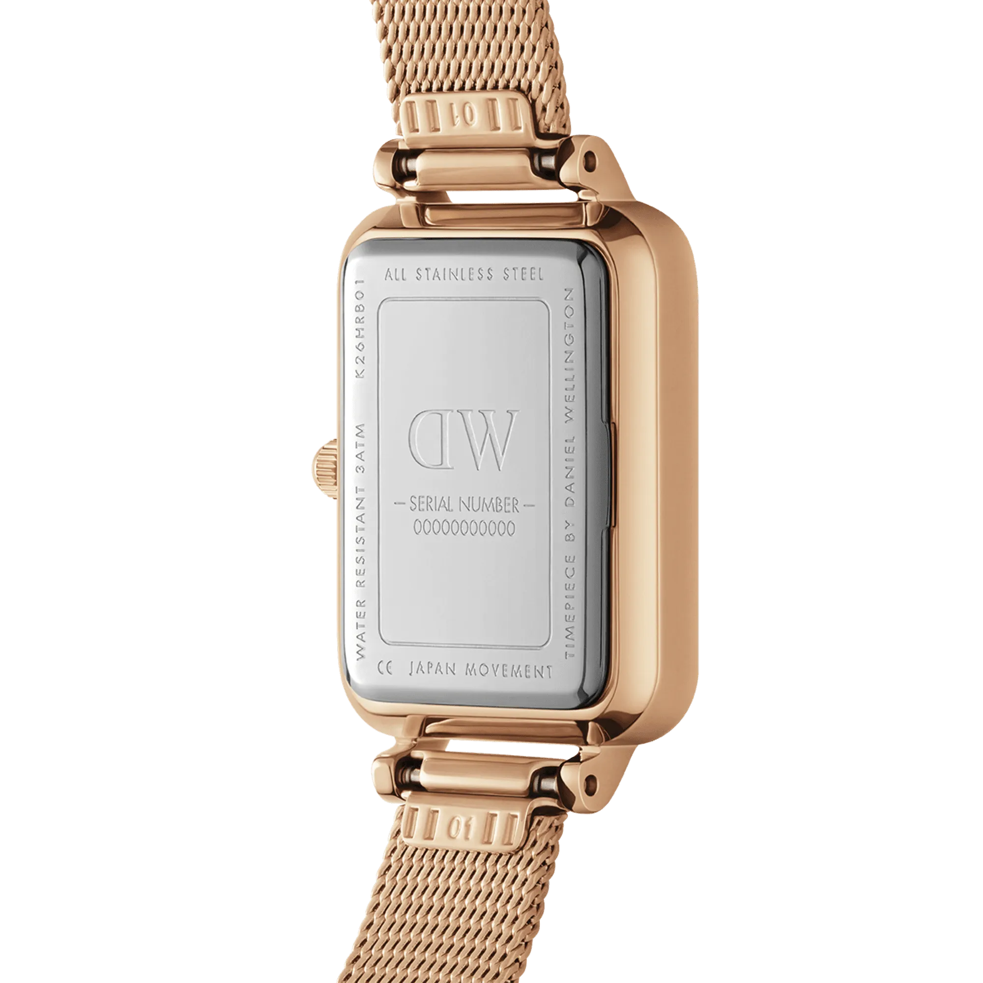 Daniel Wellington Quadro 20X26 Pressed Melrose Rose Gold & White Watch