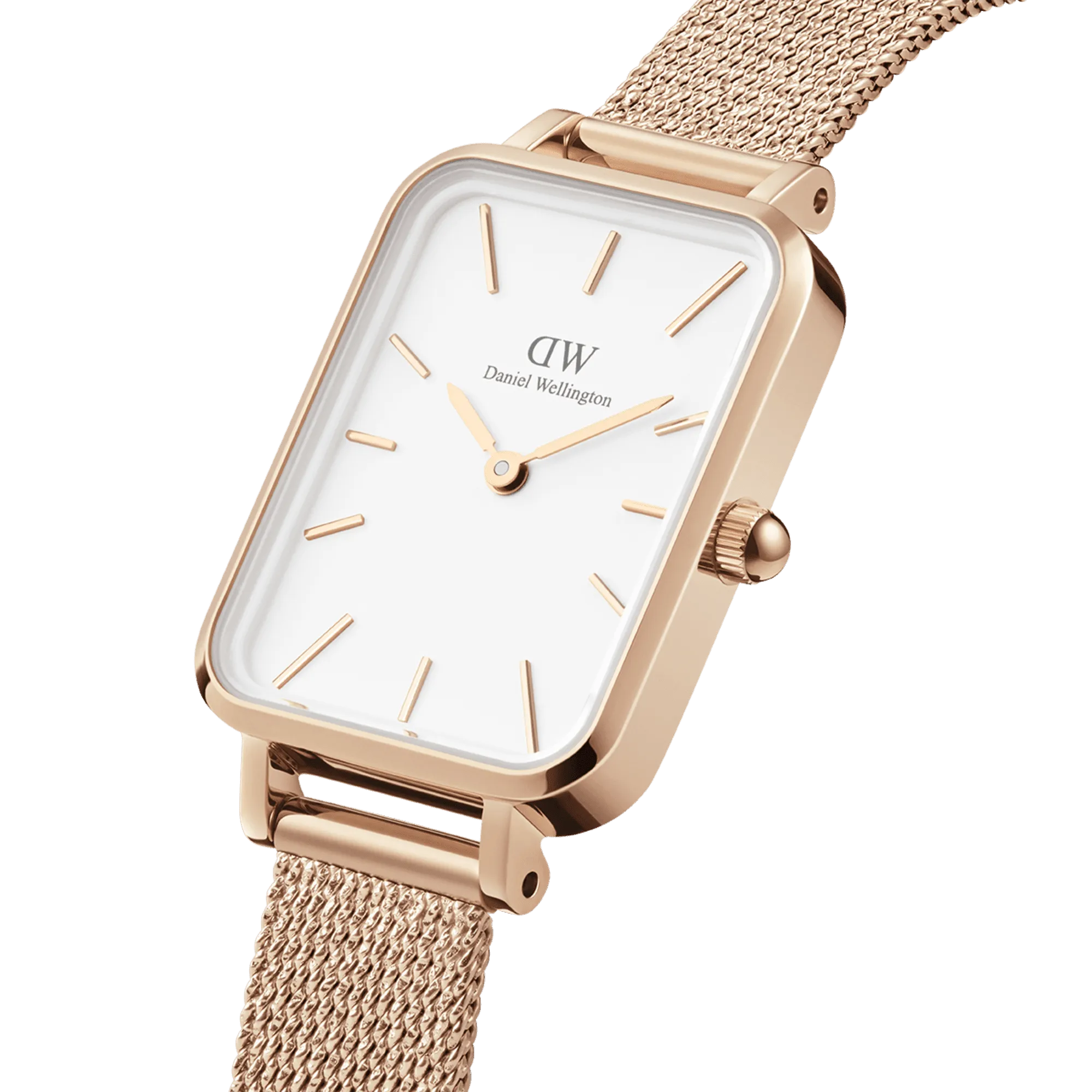 Daniel Wellington Quadro 20X26 Pressed Melrose Rose Gold & White Watch