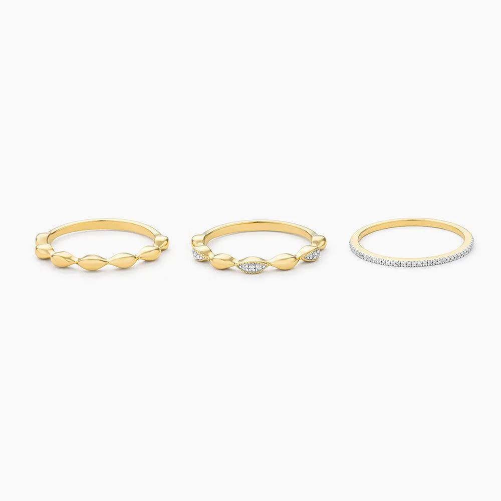 Ella Stein Oval Triple Stackable Ring Set in Gold - Size 5