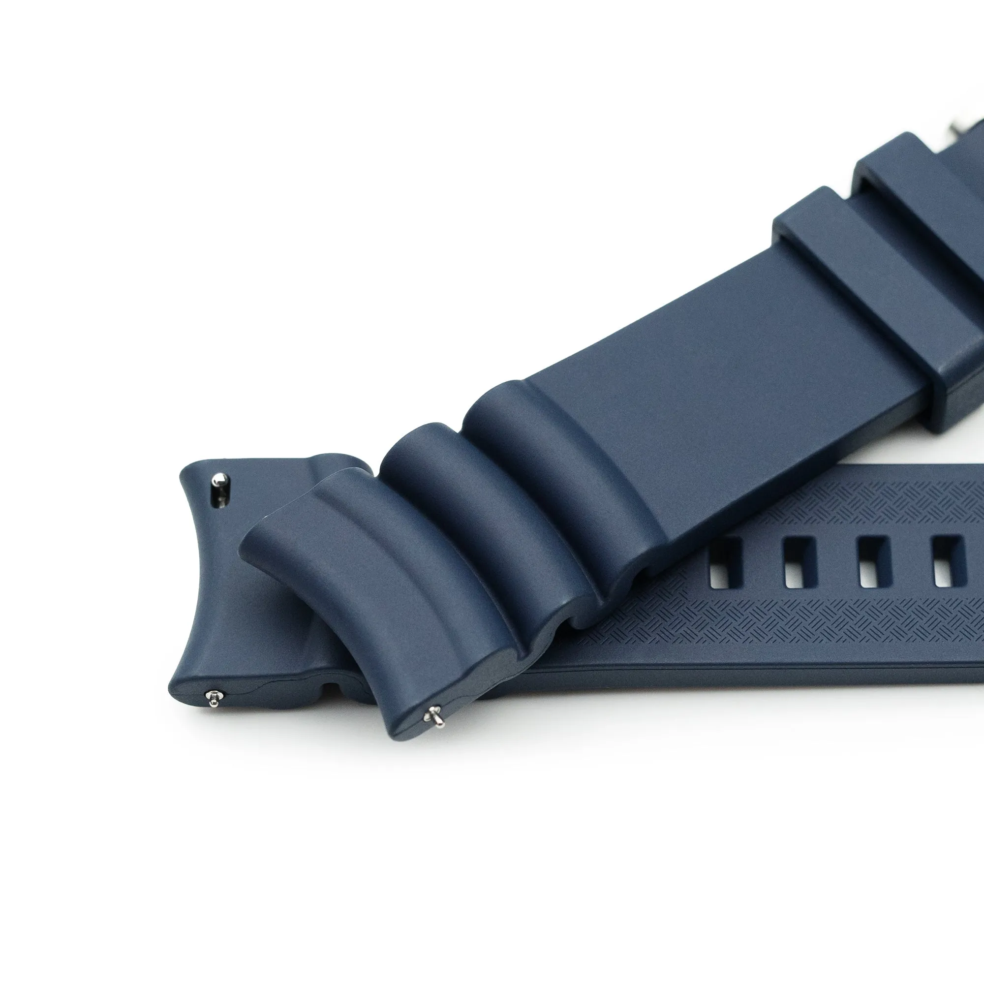 Firewave Resilient Curved End FKM rubber Watch Strap, Navy Blue