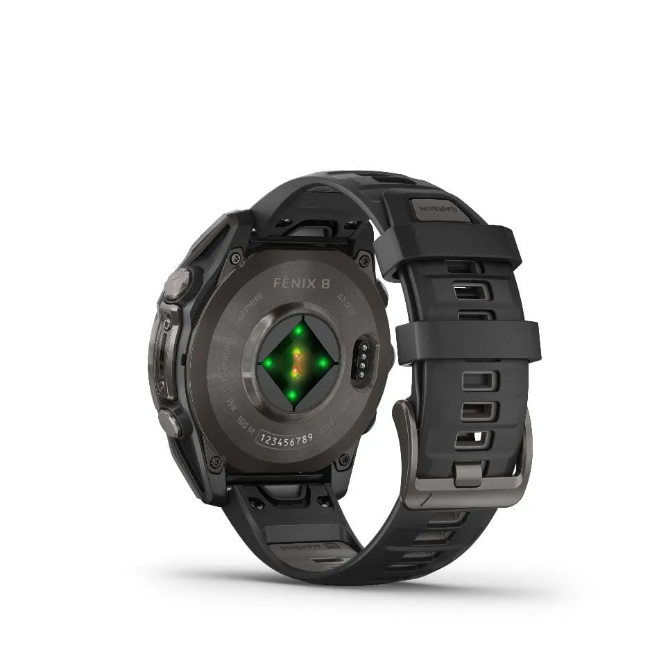 Garmin Fenix 8, 47mm, AMOLED, Sapphire, Carbon Grey Titanium and Black with Black and Pebble Grey Band