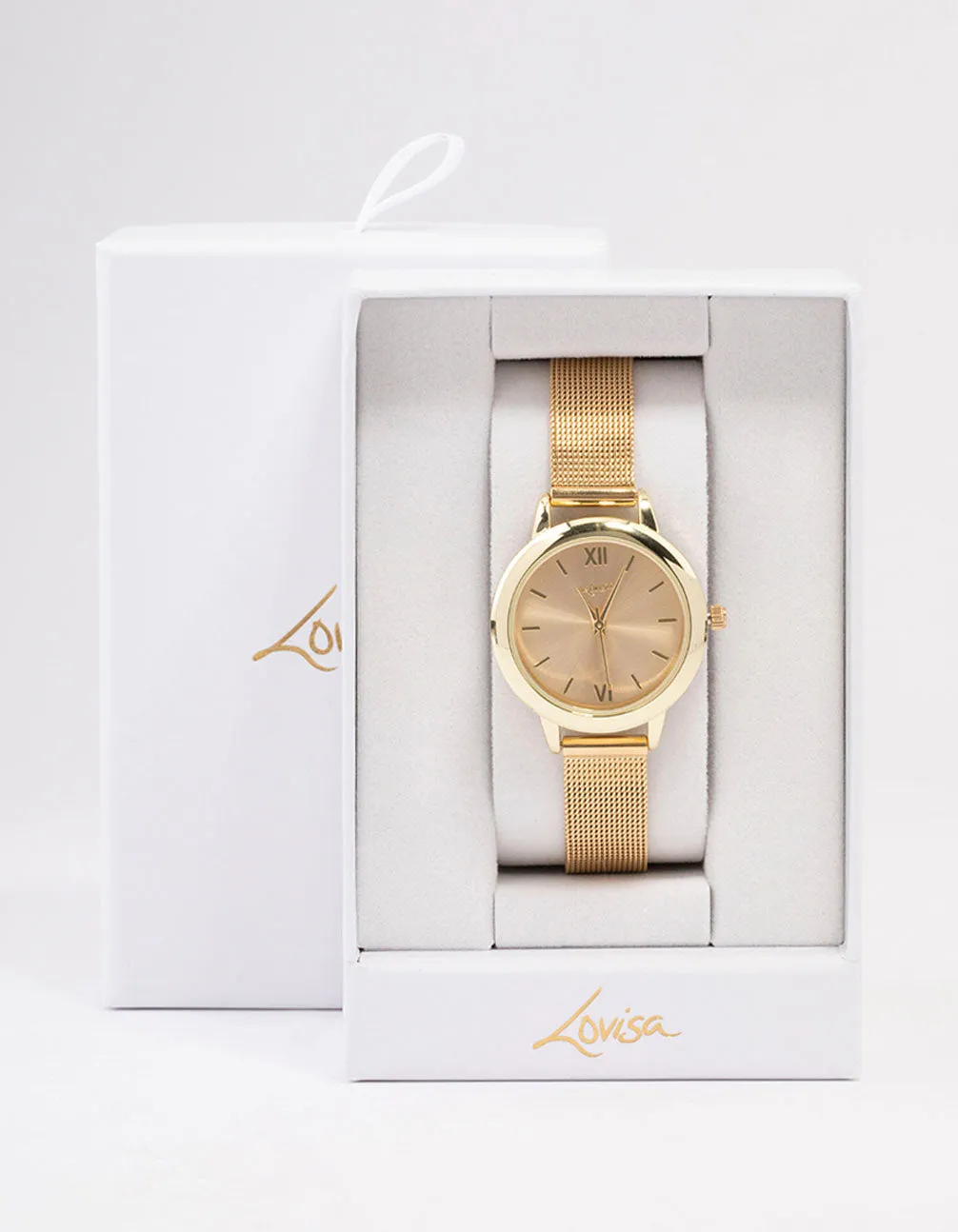 Gold Small Simple Mesh Watch