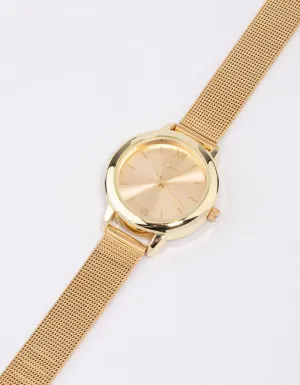 Gold Small Simple Mesh Watch