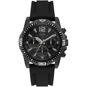 Guess Commander Black Silicone Strap Black Dial Chronograph Quartz Watch for Gents - GW0211G3