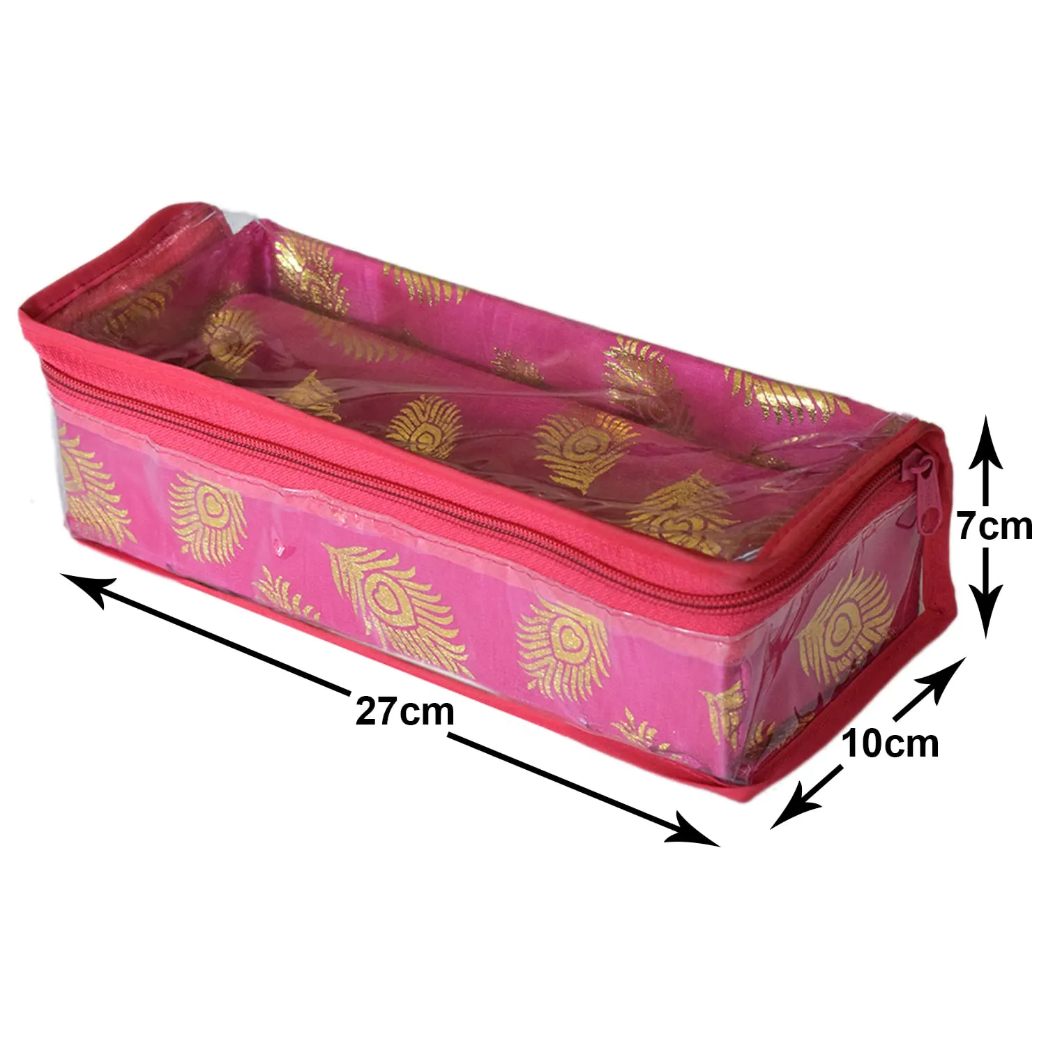 Heart Home Bareque Seamless Design Laminated 1 Rod Box, Organizer For Bangle, Watches, Bracelets, Jewellery With Tranasparent Top - Pack of 2 (Pink)-47HH0436