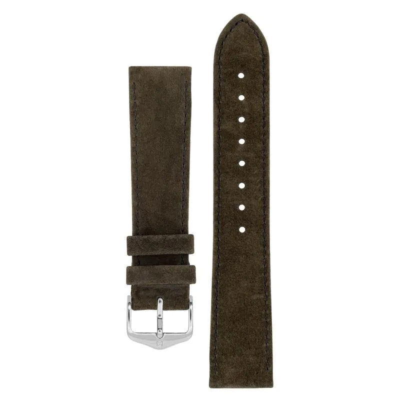 Hirsch OSIRIS Calf Leather with Nubuck Effect Watch Strap in BROWN