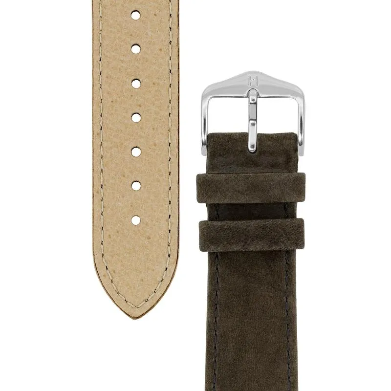 Hirsch OSIRIS Calf Leather with Nubuck Effect Watch Strap in BROWN