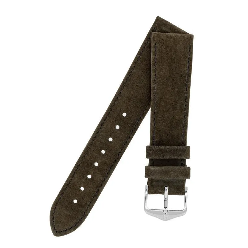 Hirsch OSIRIS Calf Leather with Nubuck Effect Watch Strap in BROWN