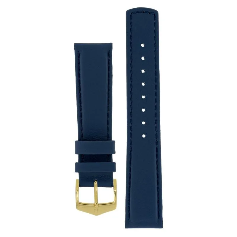 Hirsch RUNNER Water-Resistant Calf Leather Watch Strap in BLUE