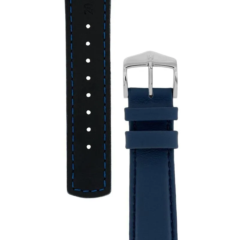 Hirsch RUNNER Water-Resistant Calf Leather Watch Strap in BLUE