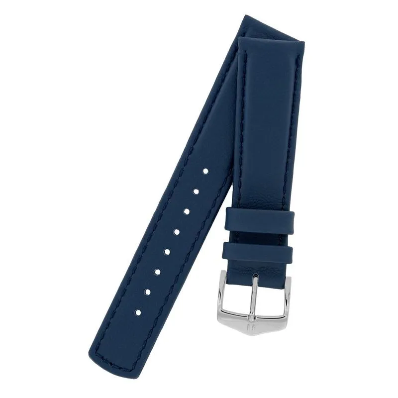 Hirsch RUNNER Water-Resistant Calf Leather Watch Strap in BLUE