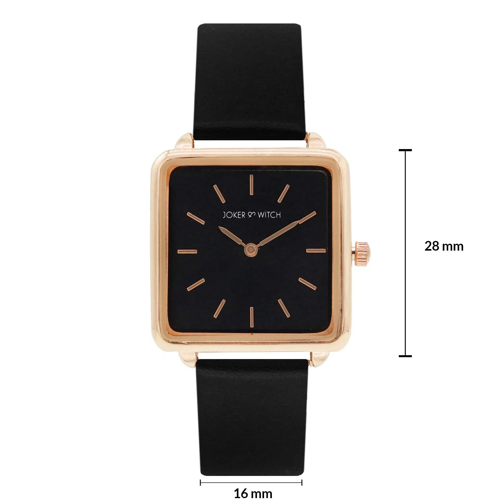 Joker & Witch Emily Square Dial Rosegold All Black Watch for Women