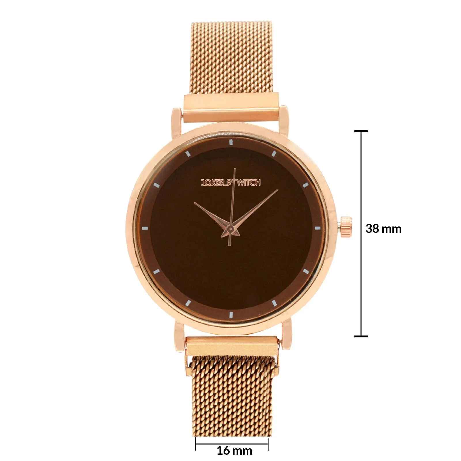 Joker & Witch Lexi Gold Mesh Strap Black Dial Watch for Women