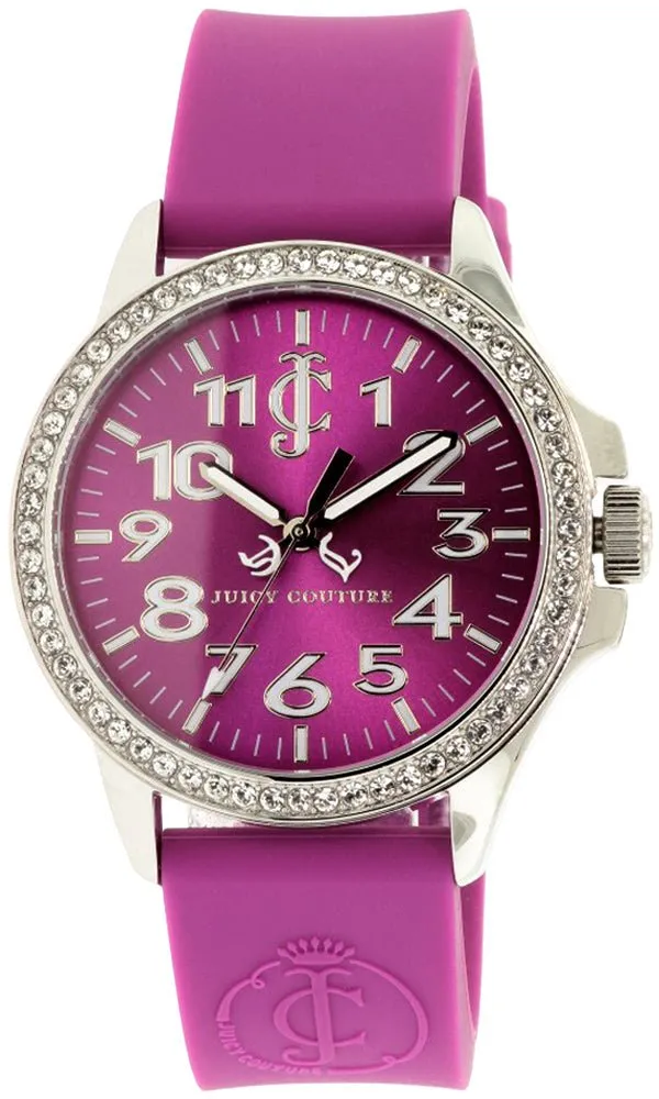 Juicy Couture Jetsetter Steel Analog Purple Dial Crystal Embedded Bezel Women's Watch 1900967