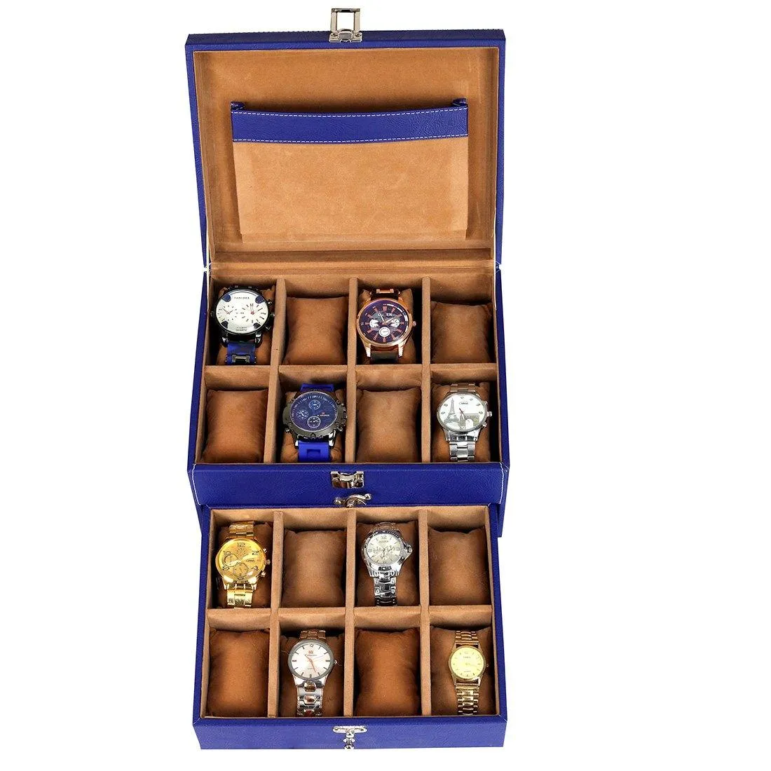 Leather World Unisex Classical 16 Slots Watch Organiser Box