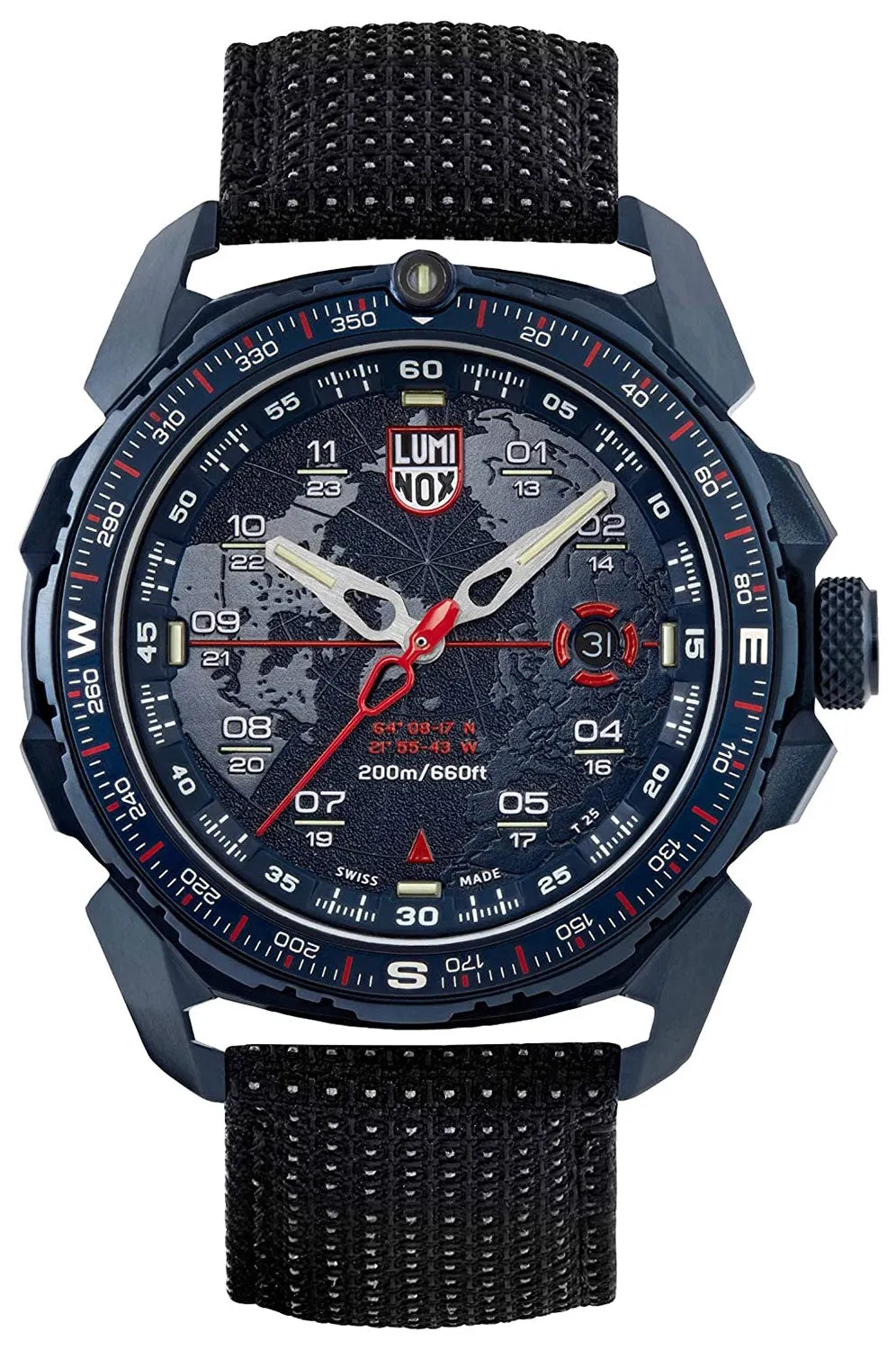 Luminox Ice-Sar Arctic Blue Stainless Steel Black Textile Strap Blue Dial Date Divers Quartz Mens Watch XL.1203