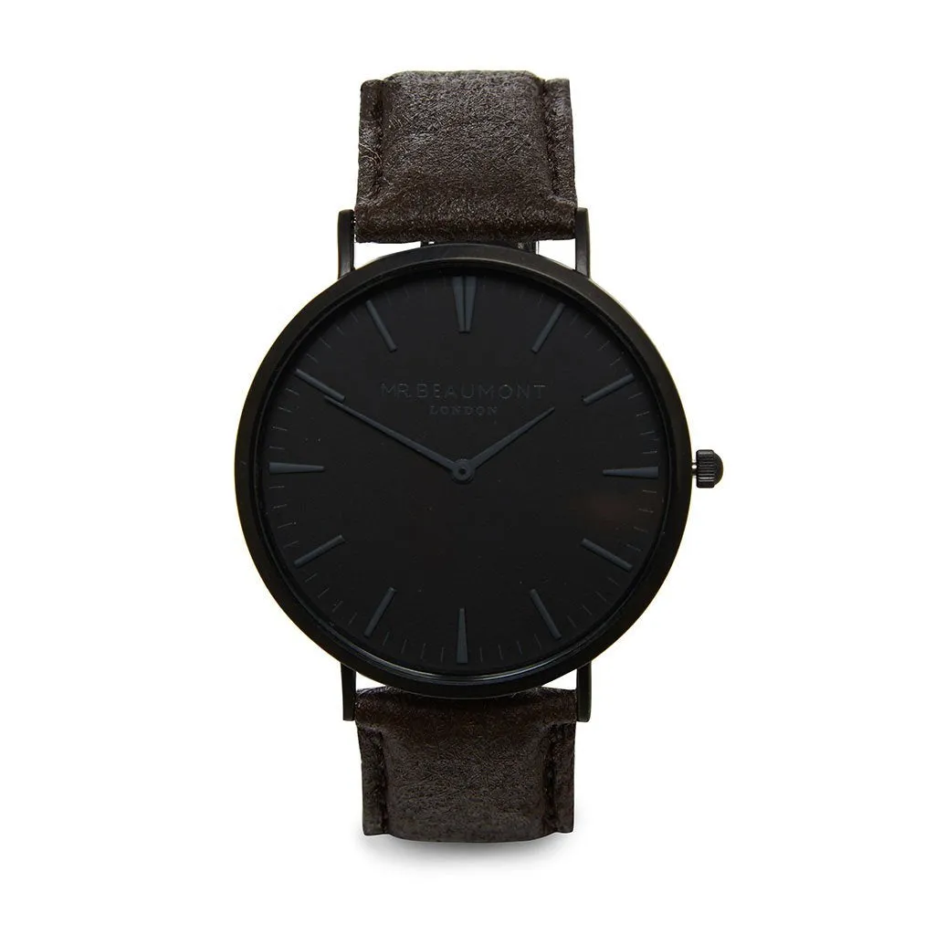 Mr Beaumont Engraved Vegan Watch Black Face