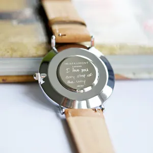 Mr Beaumont Mens Tan Watch - With Personalised Own Handwriting Engraving