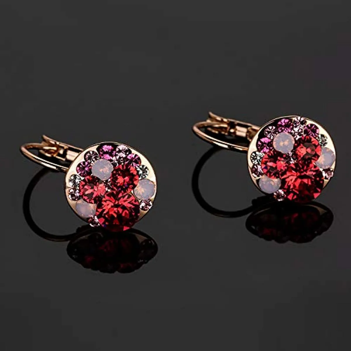 Multicolored Austrian Crystal Lever Back Earrings